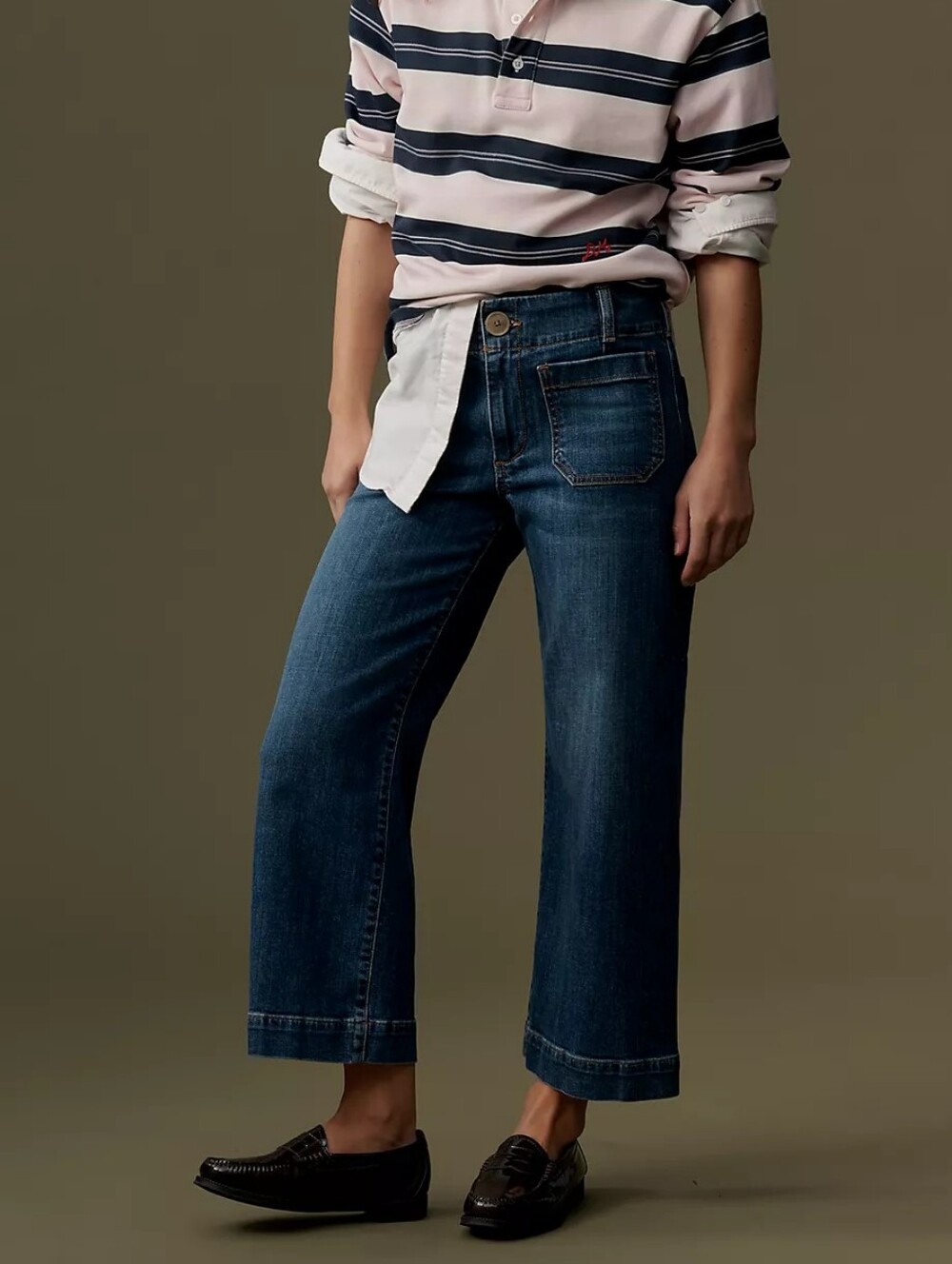 Anthropologie Maeve Colette High-Rise Wide-Leg Cropped Jeans Size 29P Petite